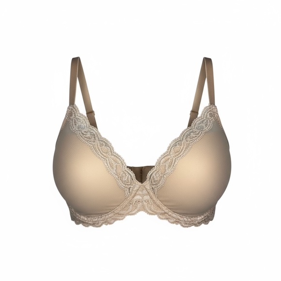 Natori Nude Lace Trim Underwire Bra 32D | Lightly Lined - Picture 1 of 7
